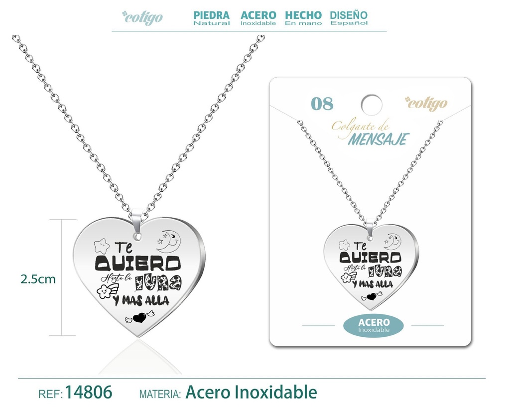 Colgante con mensaje de acero inoxidable - Joyería y accesorios personalizados
