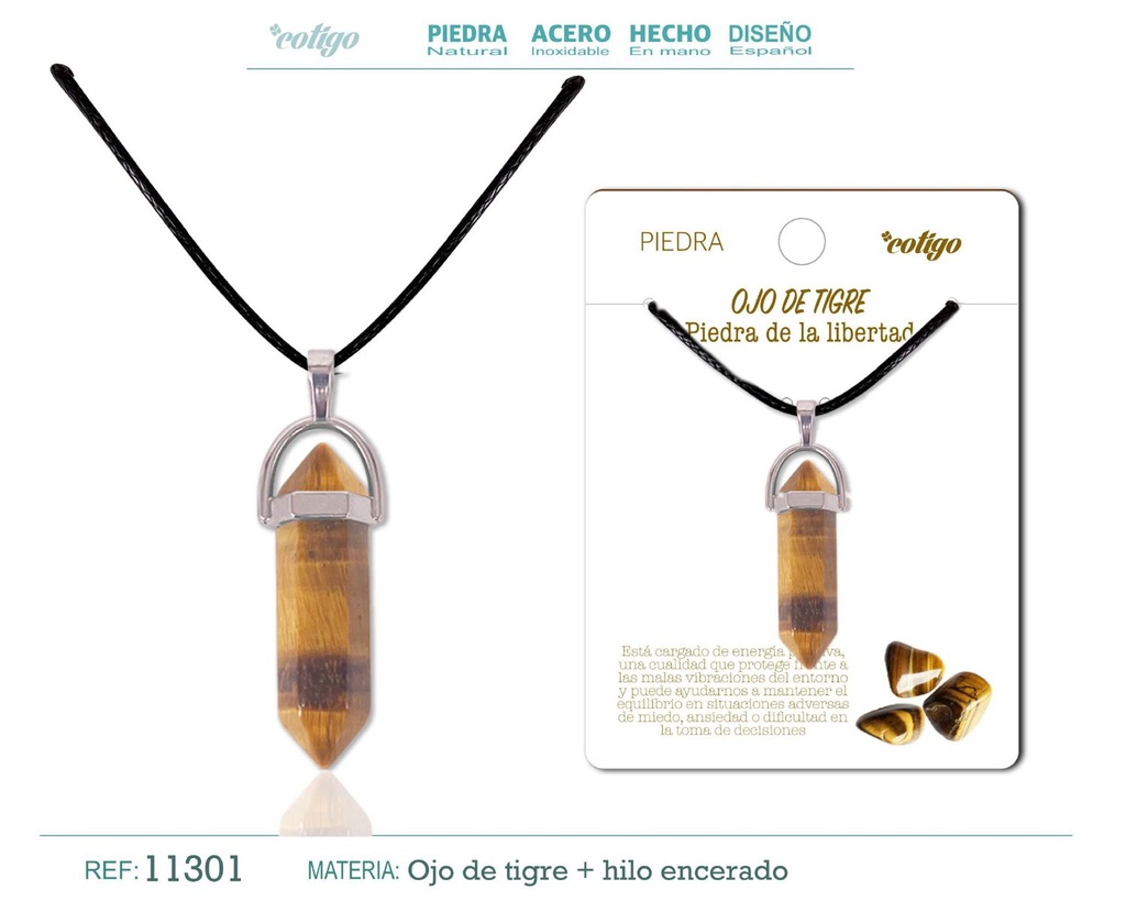 Colgante de piedra punto de Ojo de tigre - Joyería artesanal