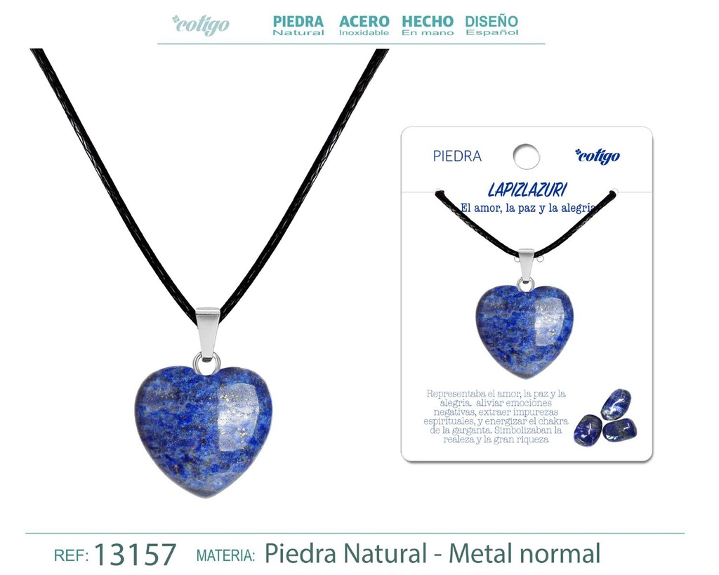 Colgante Corazón de piedra de Lapislázuli - Joyería artesanal