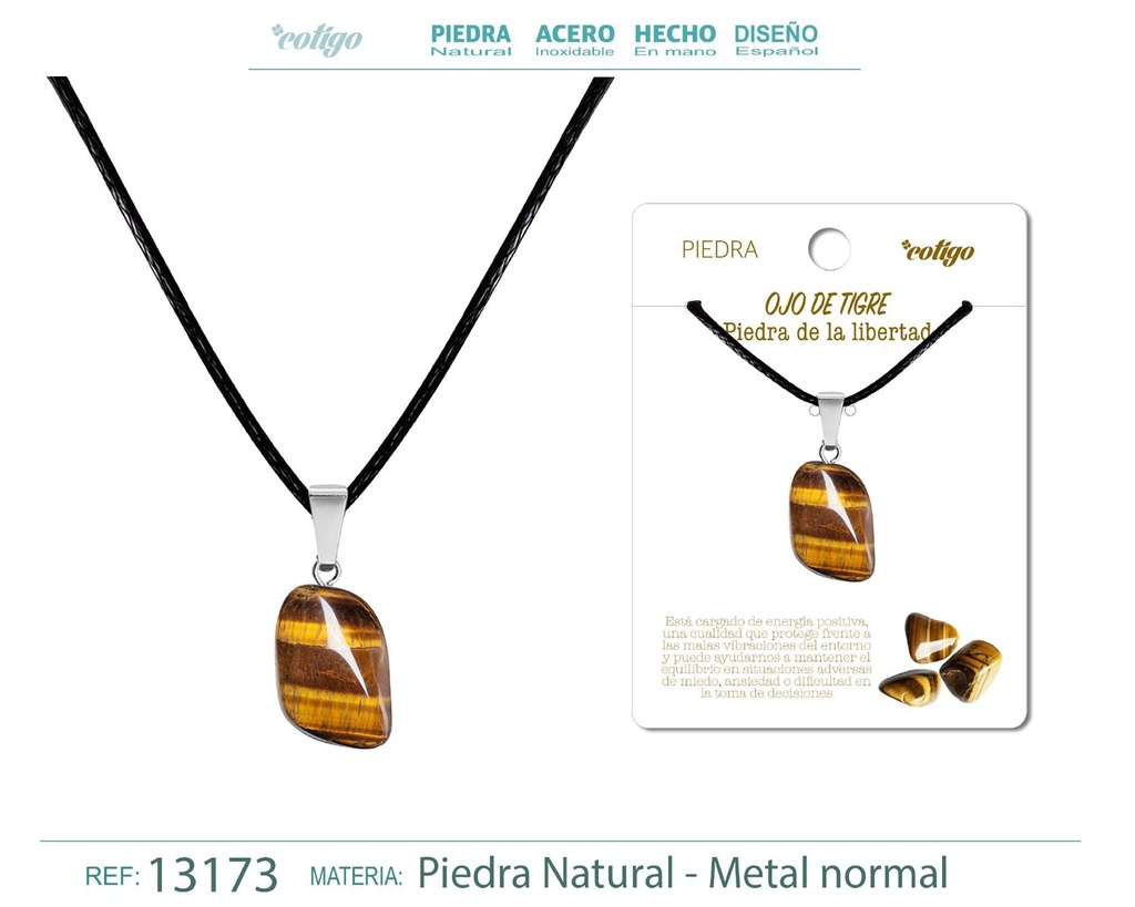 Colgante Piedra natural de Ojo de tigre - Joyería artesanal