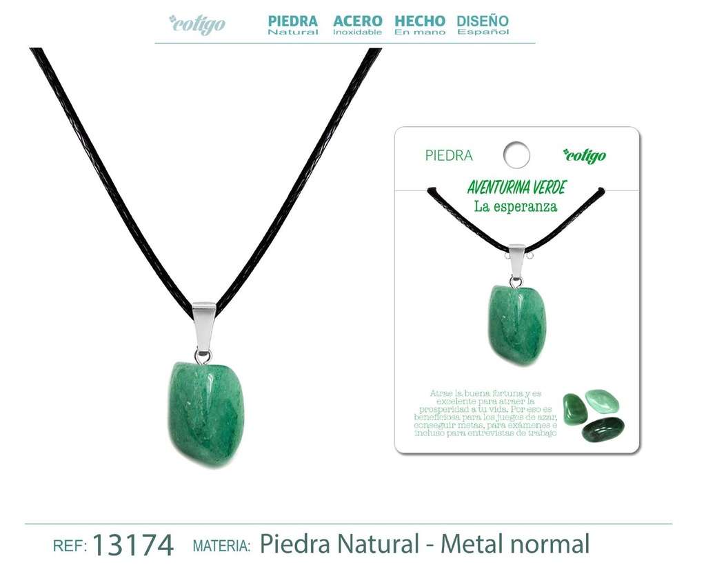 Colgante Piedra natural de Aventurina verde - Joyería artesanal