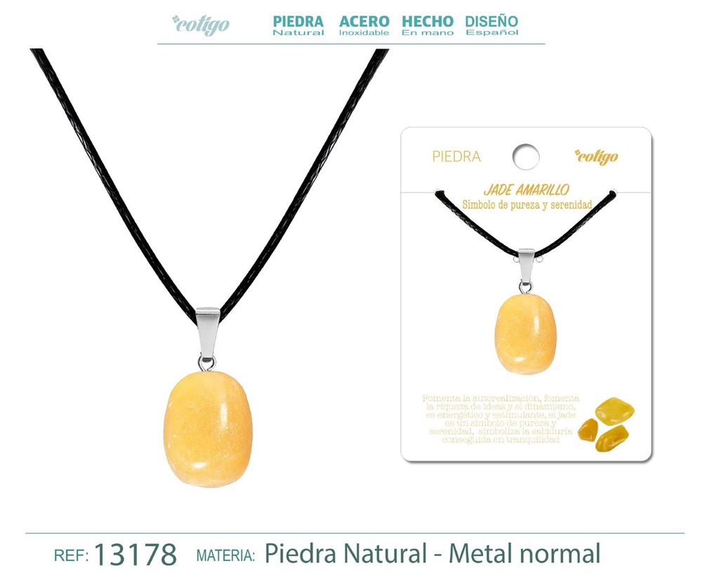 Colgante Piedra natural de Jade amarillo - Joyería artesanal