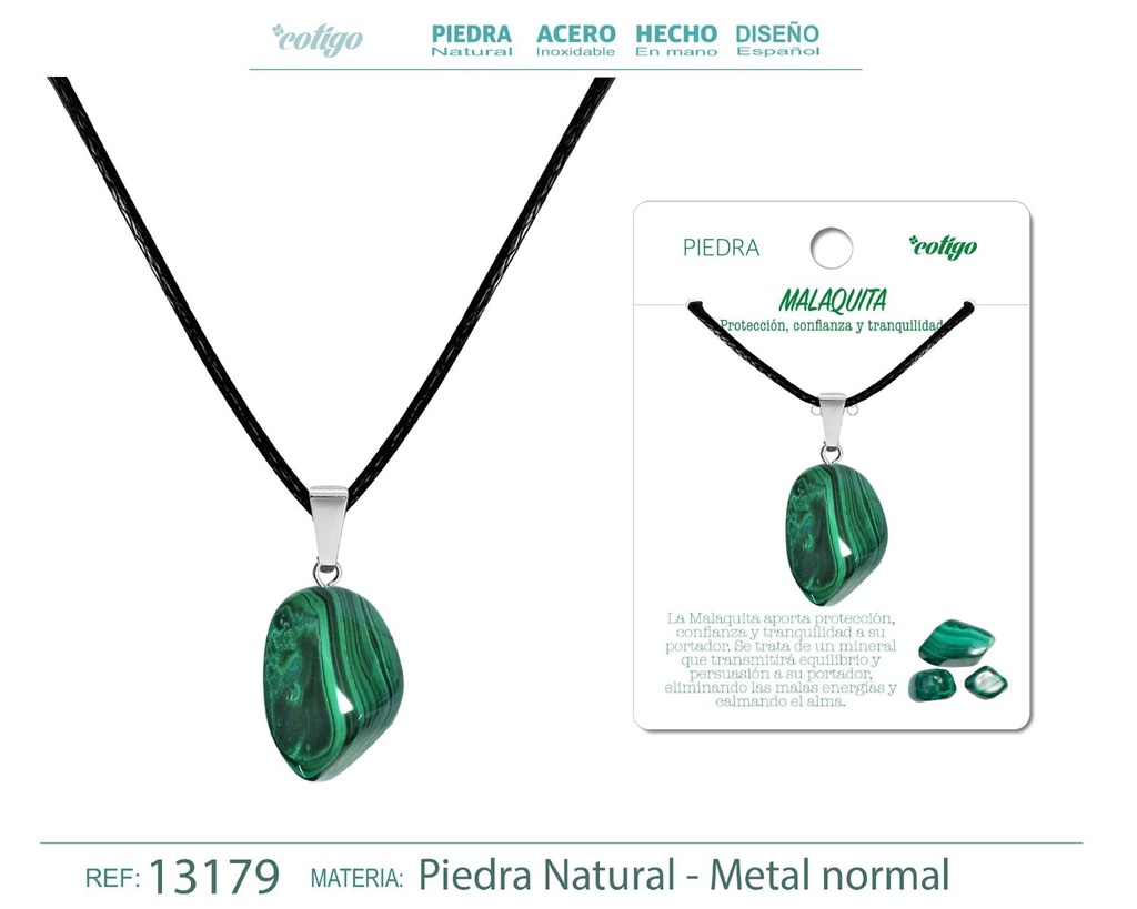 Colgante Piedra natural de Malaquita - Joyería artesanal