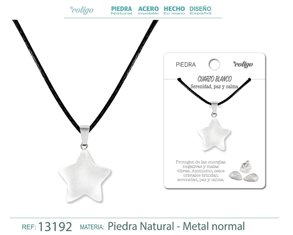 Colgante estrella de piedra cuarzo blanco - Joyería de piedras naturales 