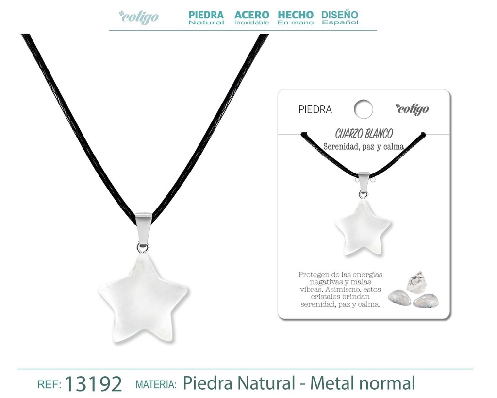 Colgante estrella de piedra de Cuarzo blanco - Joyería artesanal