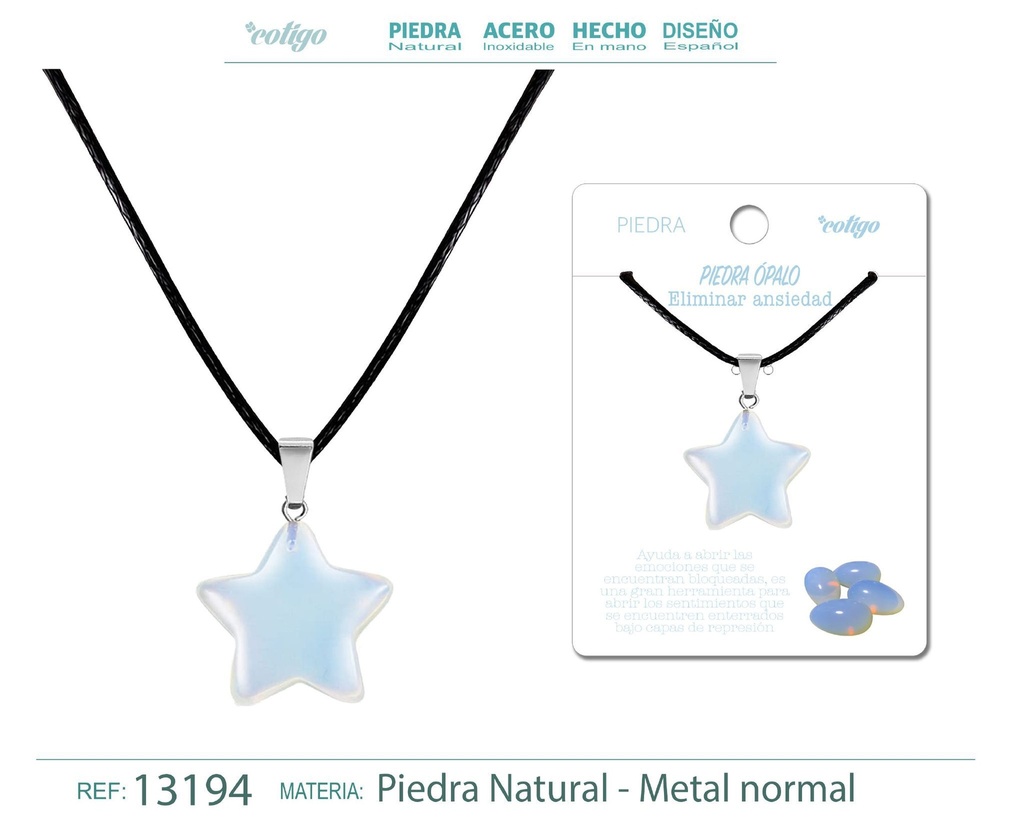 Colgante estrella de piedra ópalo - Joyería de piedras naturales 