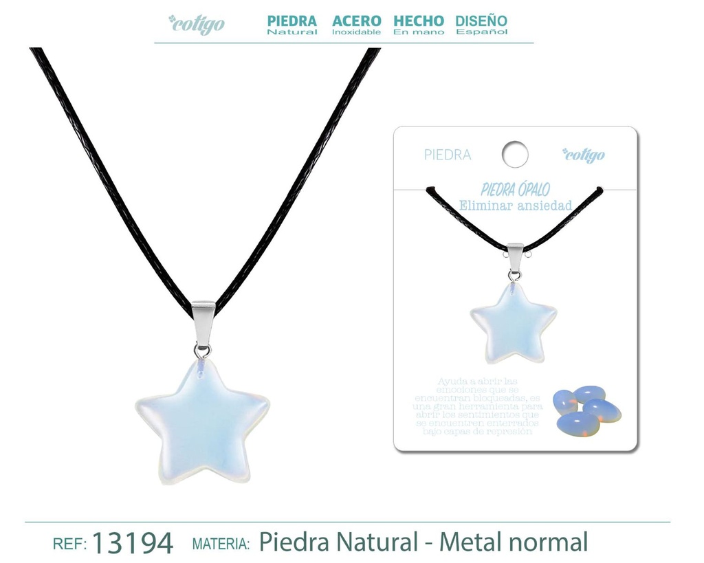 Colgante estrella de piedra de Ópalo - Joyería artesanal