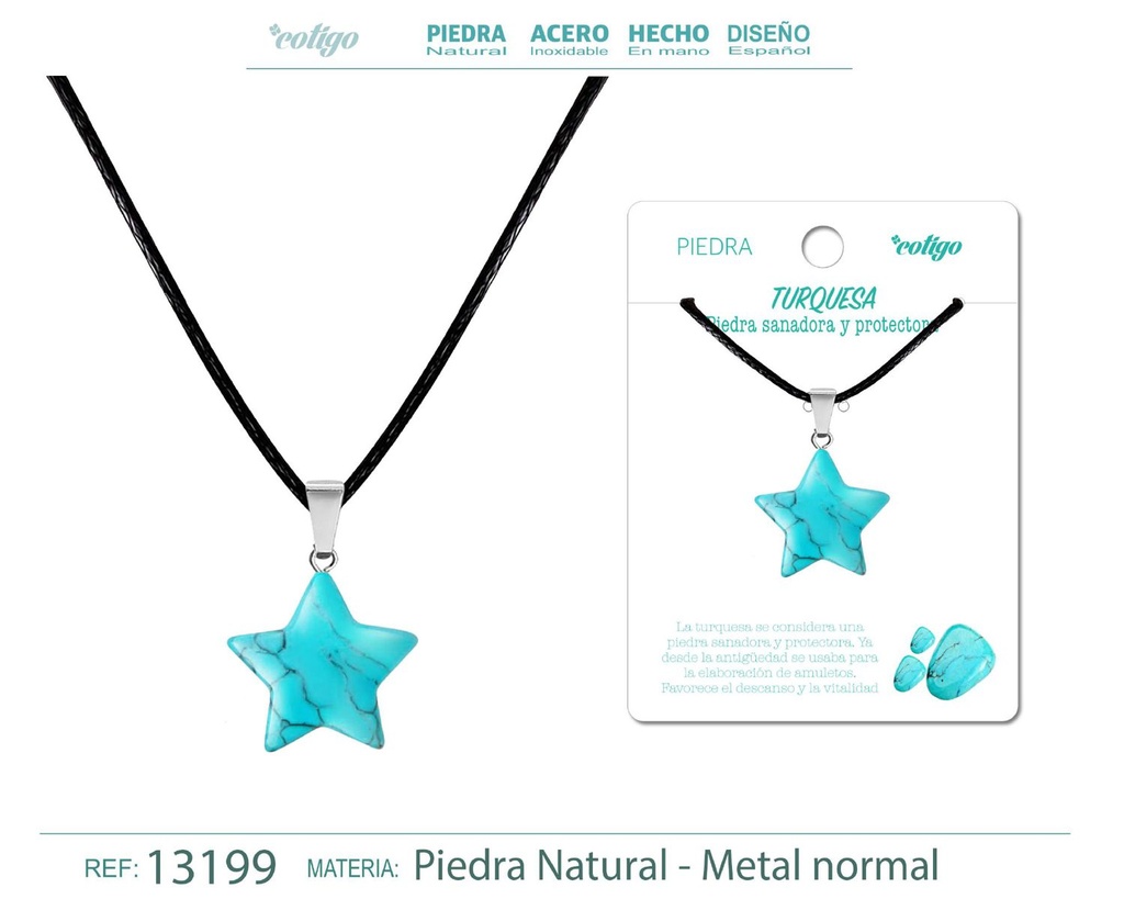 Colgante estrella de piedra de Turquesa - Joyería artesanal