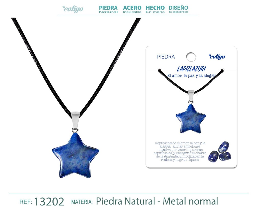 Colgante estrella de piedra de Lapislázuli - Joyería artesanal