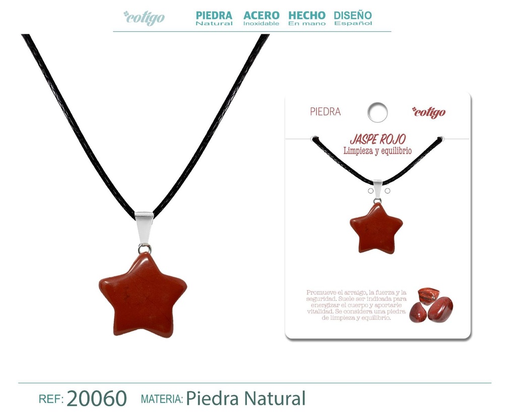 Colgante estrella de Jade rojo - Joyería artesanal