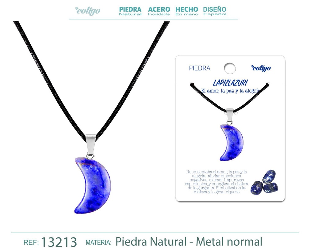 Colgante luna de piedra de Lapislázuli - Joyería artesanal