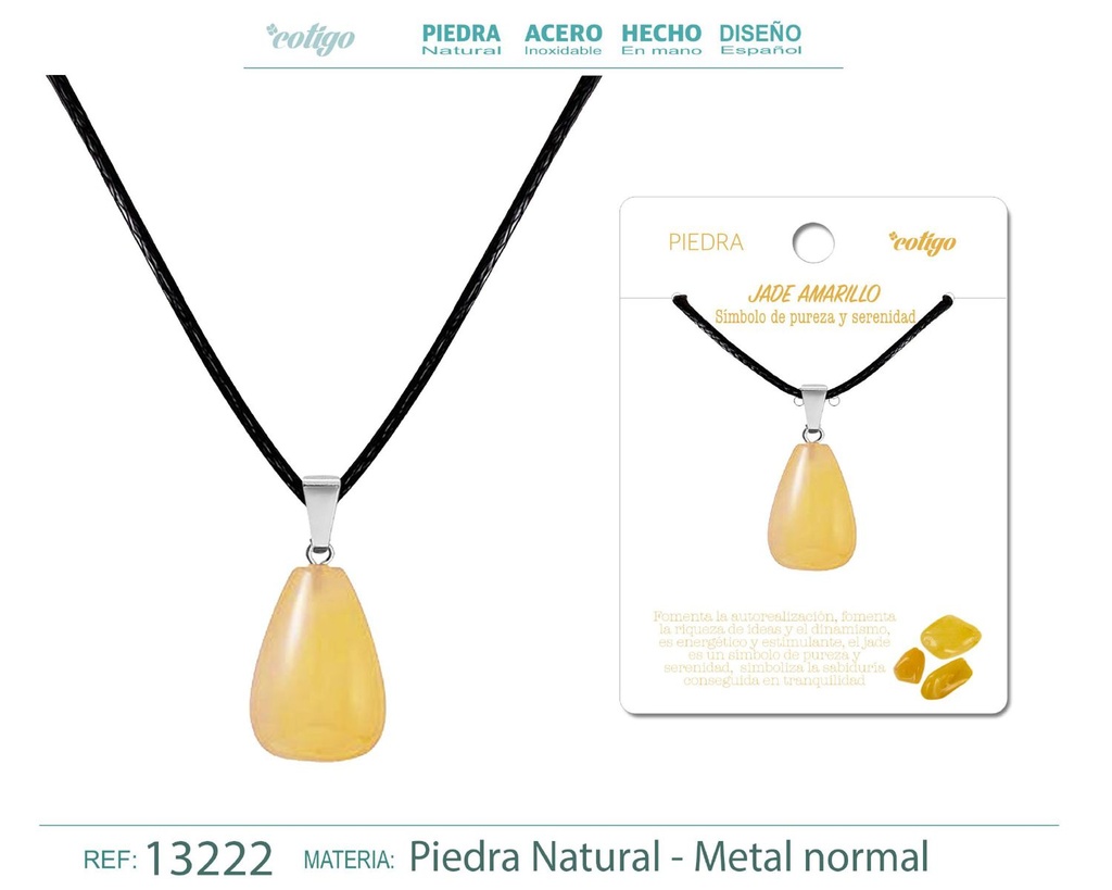 Colgante gotita de piedra de Jade amarillo - Joyería artesanal