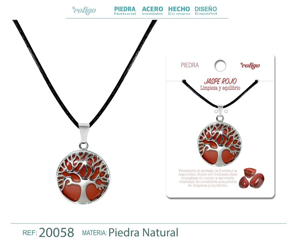 Colgante árbol de vida de Jade rojo - Joyería artesanal