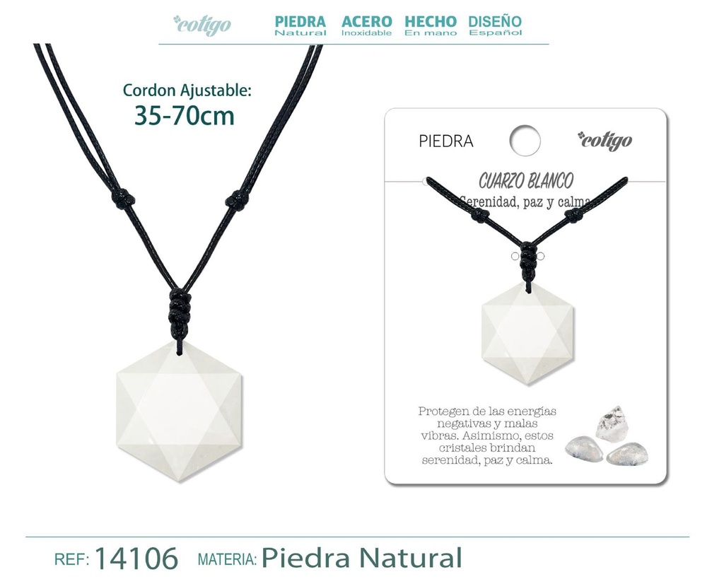 Colgante Estrella de David de piedra de Cuarzo blanco - Joyería especial