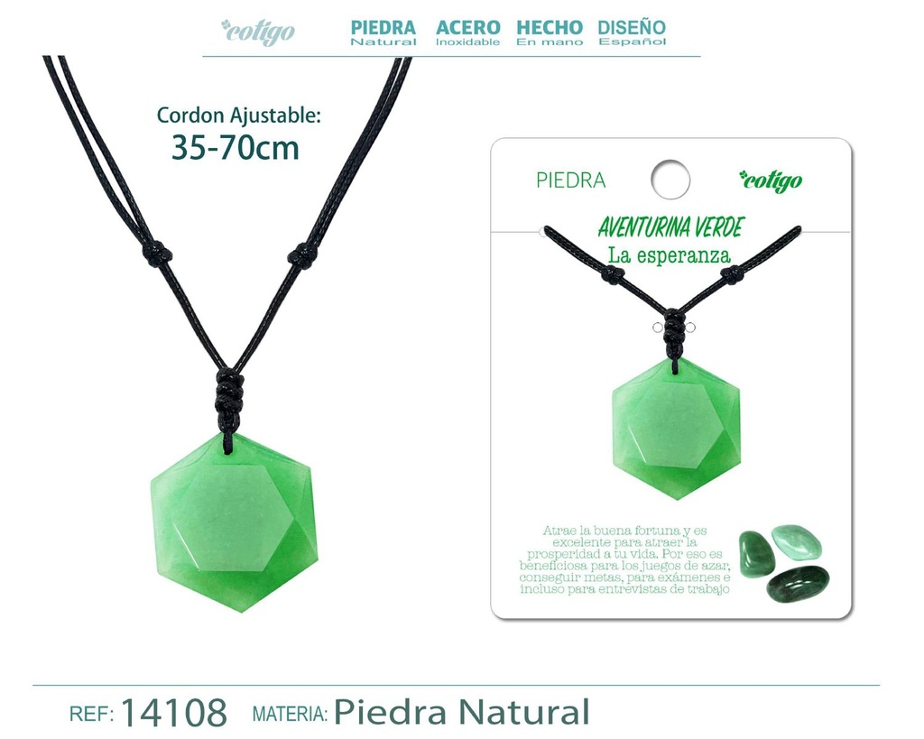 Colgante Estrella de David de piedra de Aventurina verde - Joyería especial