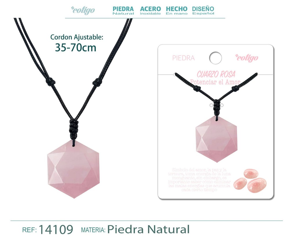 Colgante Estrella de David de piedra de Cuarzo rosa - Joyería especial