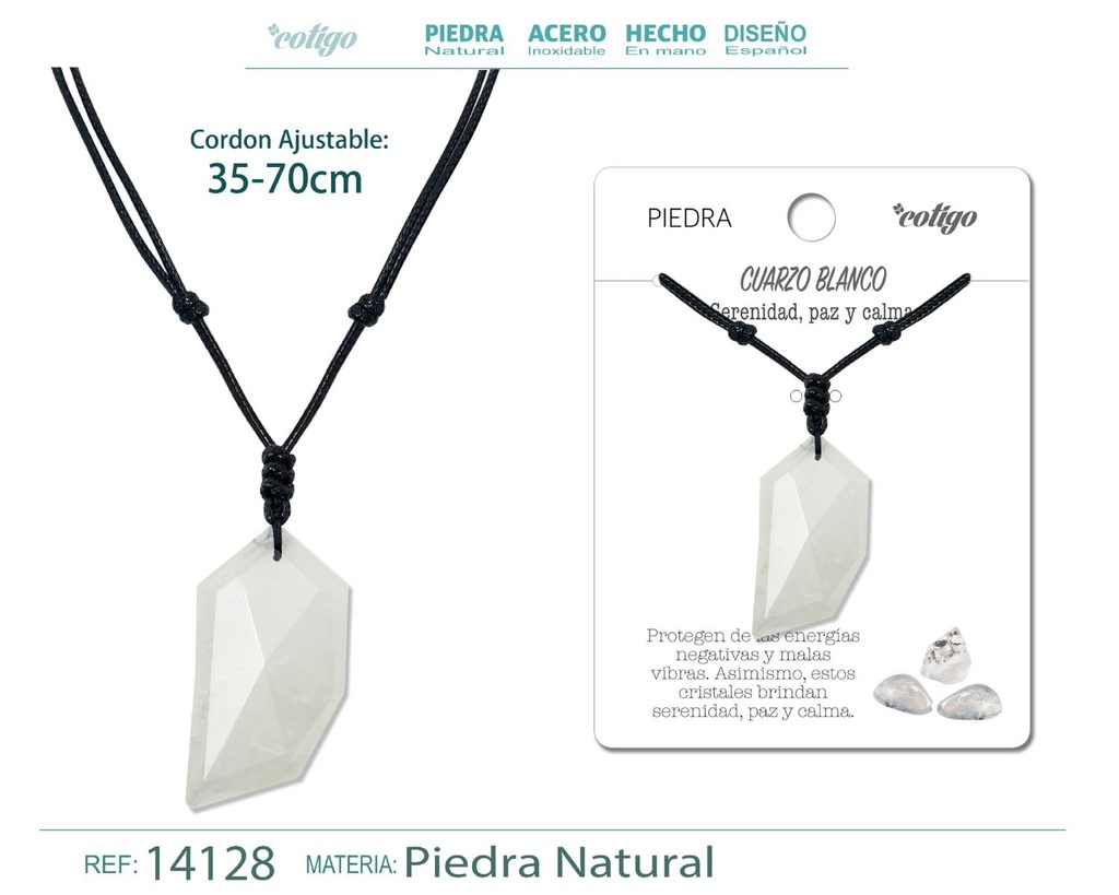 Colgante Diente de lobo de piedra de Cuarzo blanco - Joyería especial