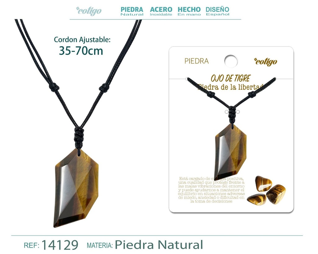 Colgante Diente de lobo de piedra de Ojo de tigre - Joyería especial