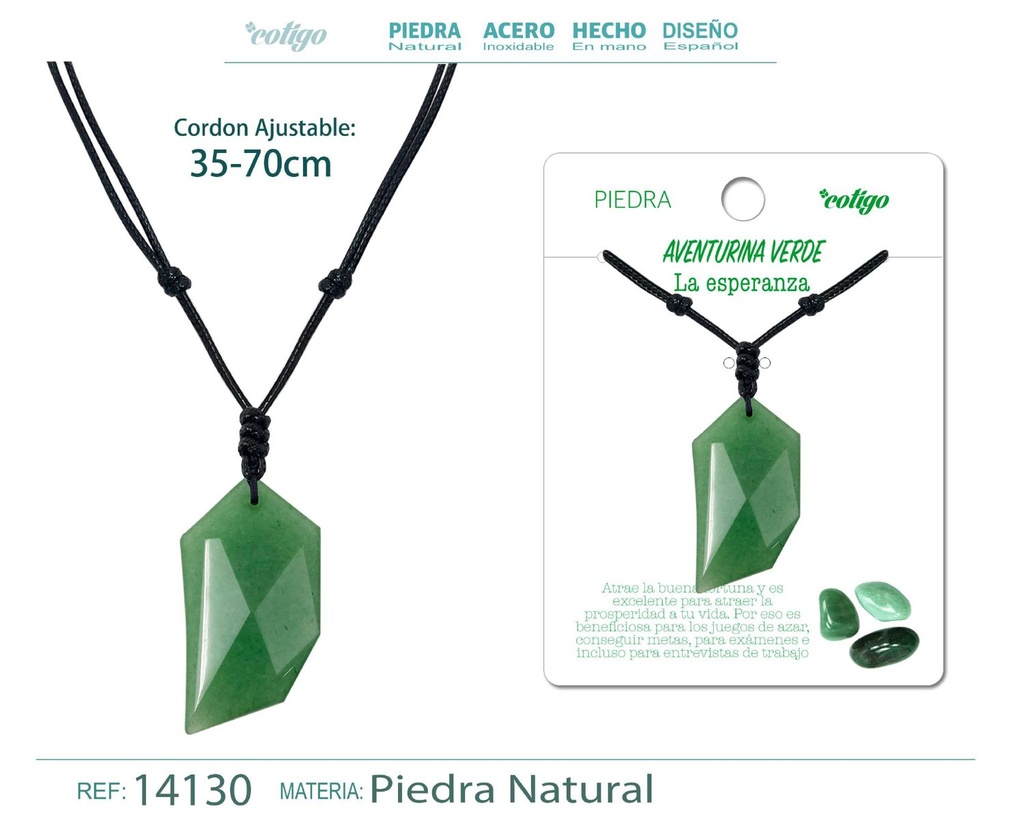 Colgante Diente de lobo de piedra de Aventurina verde - Joyería especial