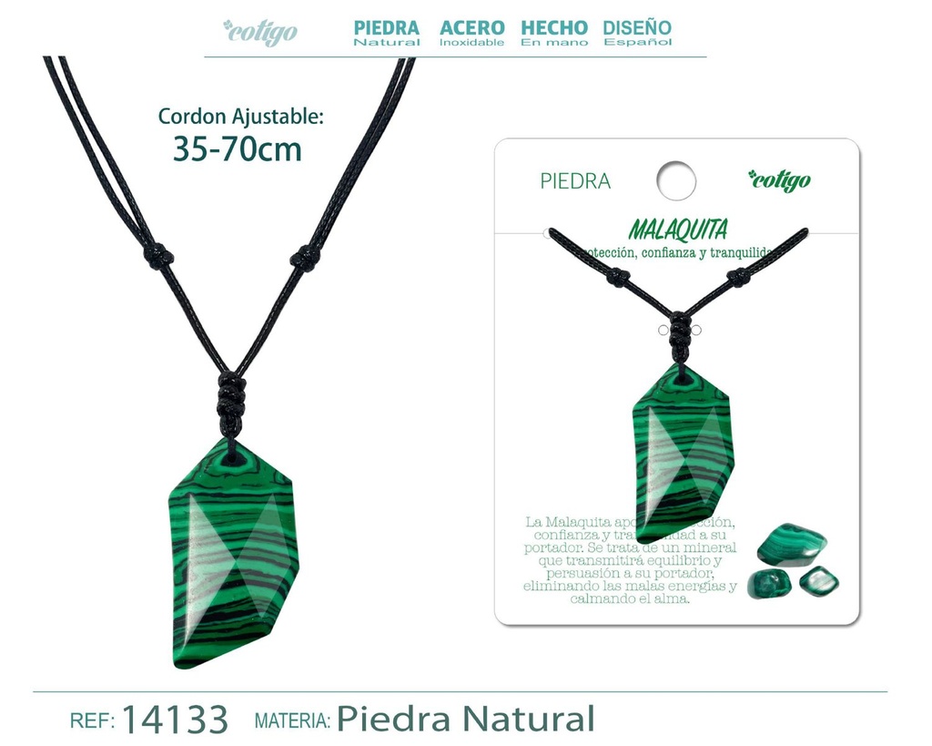 Colgante Diente de lobo de piedra de Malaquita - Joyería especial