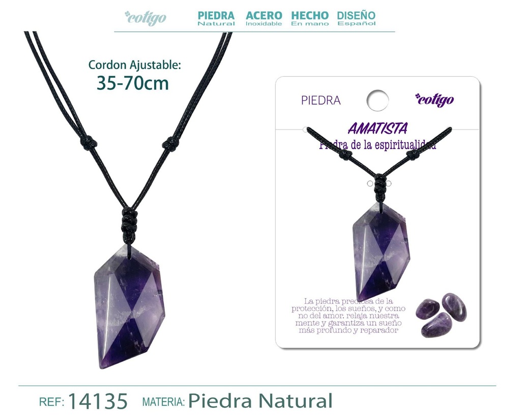 Colgante Diente de lobo de piedra de Amatista - Joyería especial