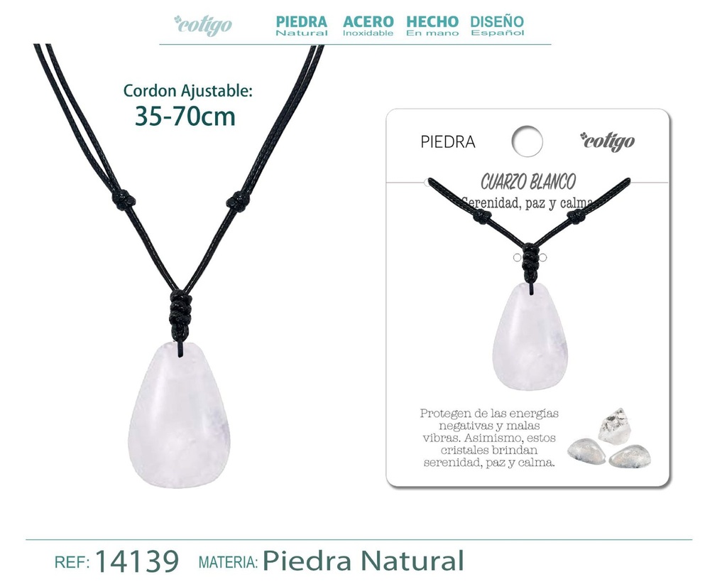 Colgante Gotita de piedra de Cuarzo blanco - Joyería especial