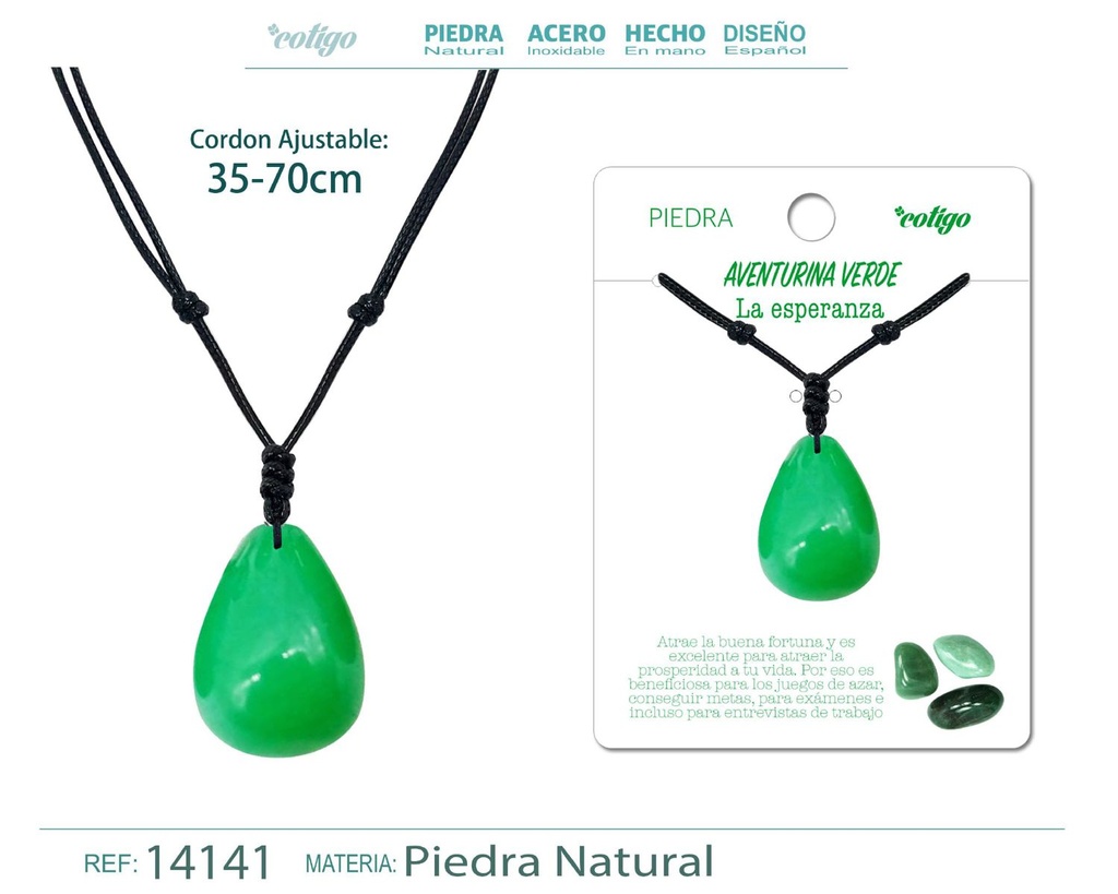 Colgante Gotita de piedra de Aventurina verde - Joyería especial