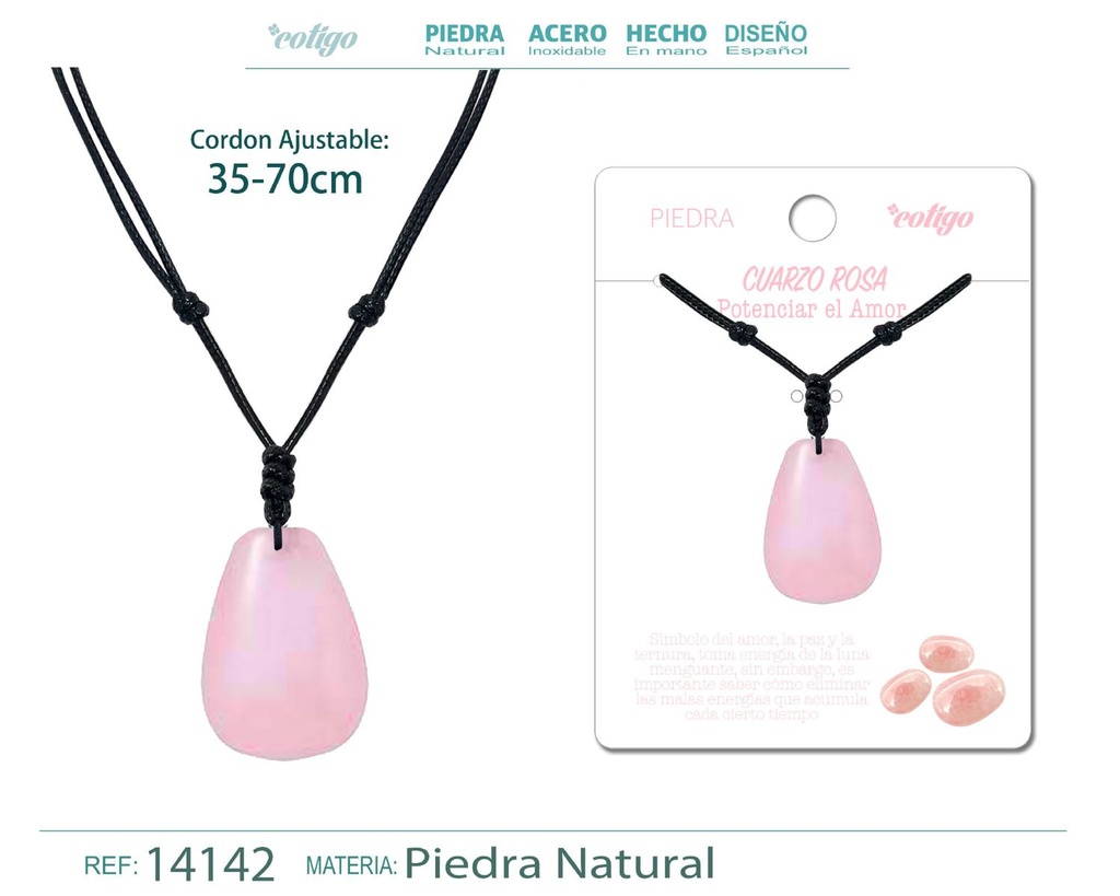 Colgante Gotita de piedra de Cuarzo rosa - Joyería especial