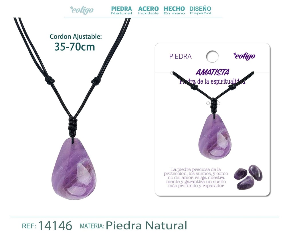 Colgante Gotita de piedra de Amatista - Joyería especial