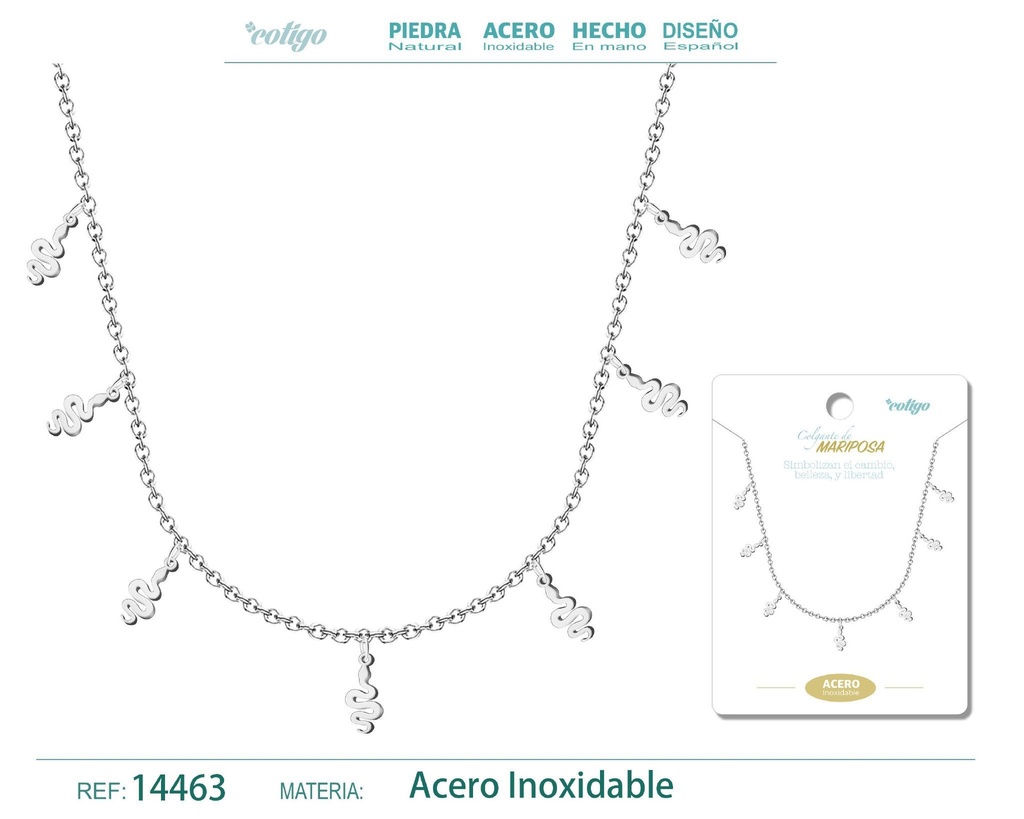 Collar con 7 colgantes de Serpiente Plateado - Accesorios de joyería con temática animal