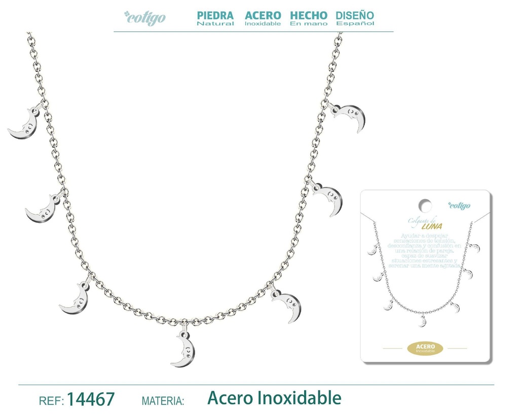 Collar con 7 colgantes de Luna Plateado - Accesorios de joyería con temática astral