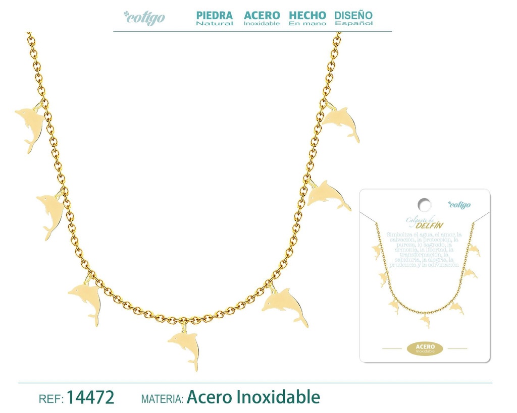 Collar con 7 colgantes de Delfín Dorado - Accesorios de joyería con temática marina