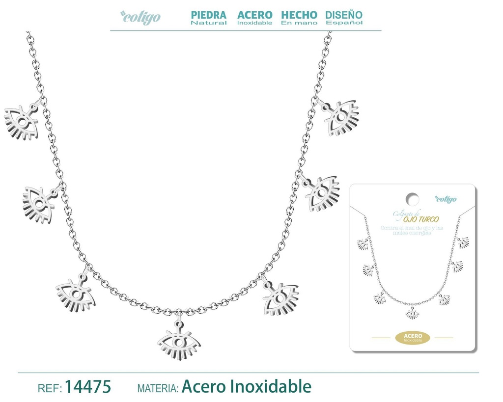 Collar con 7 colgantes de Ojo Turco Plateado - Accesorios de joyería protectora