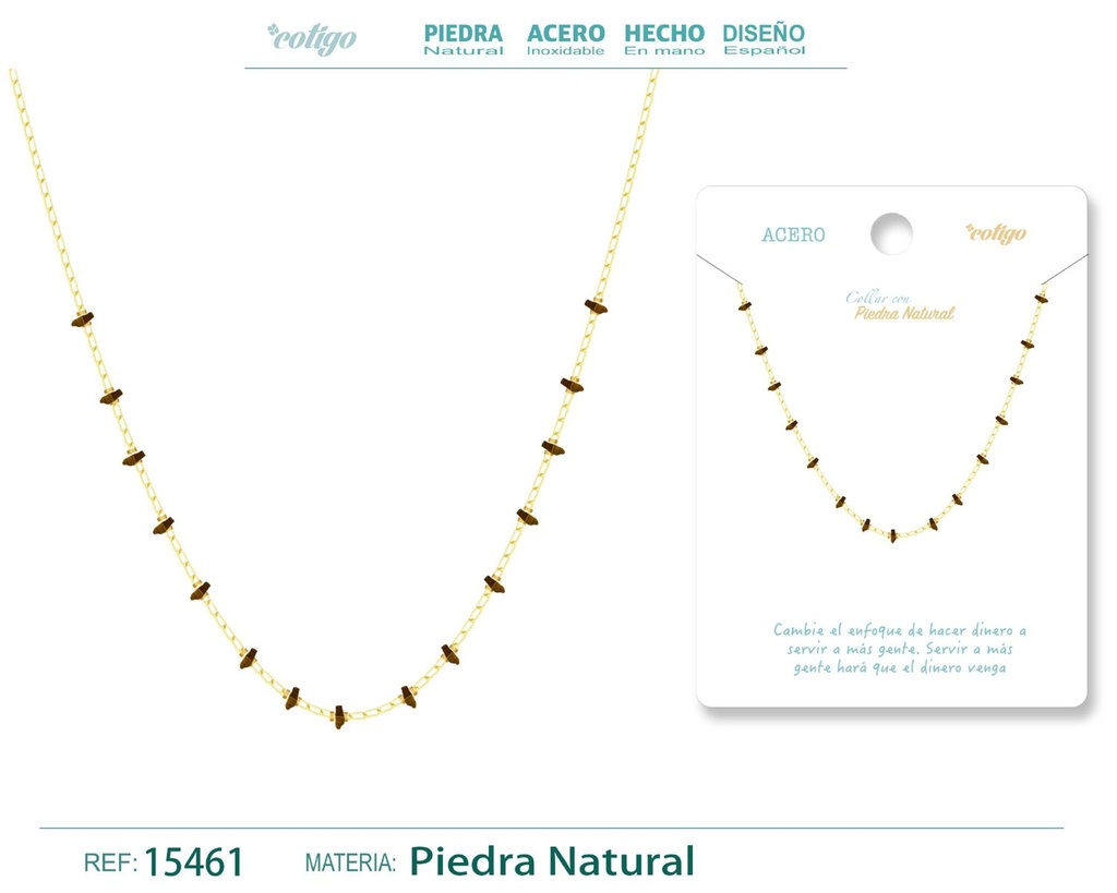 Collar de acero con piedra natural - Joyería de acero y minerales