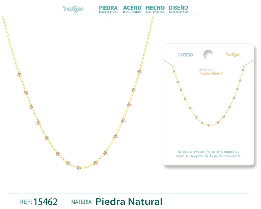 Collar de acero con piedra natural - Joyería de acero y minerales