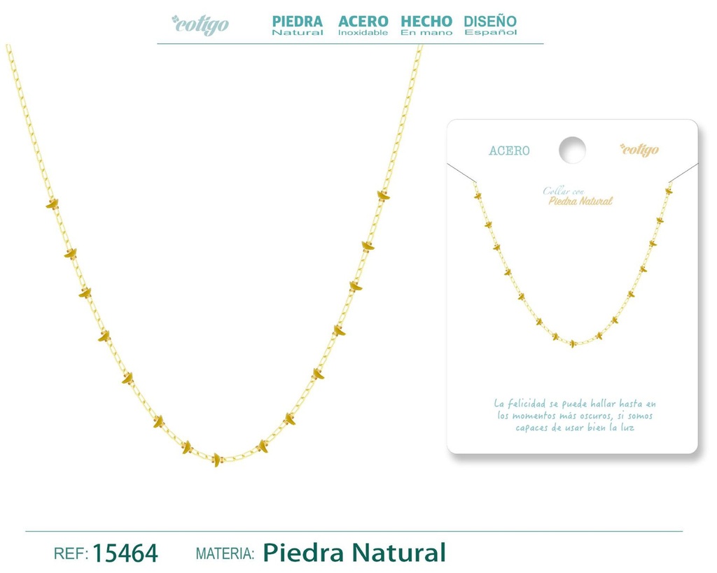 Collar de acero con piedra natural - Joyería de acero y minerales