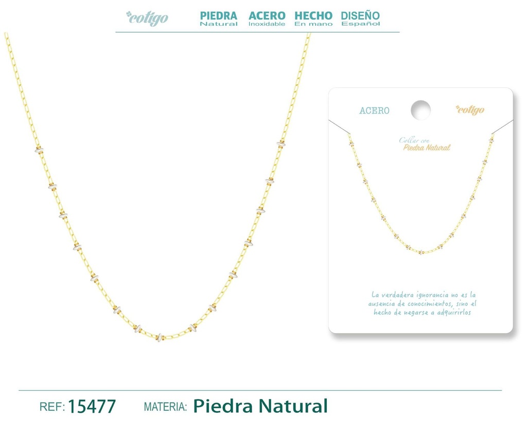 Collar de acero con piedra natural - Joyería de acero y minerales