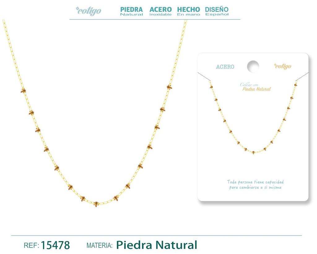 Collar de acero con piedra natural - Joyería de acero y minerales