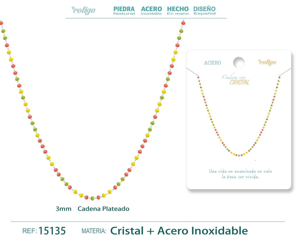 Collar de acero plateado con bola de cristal - Accesorios de joyería