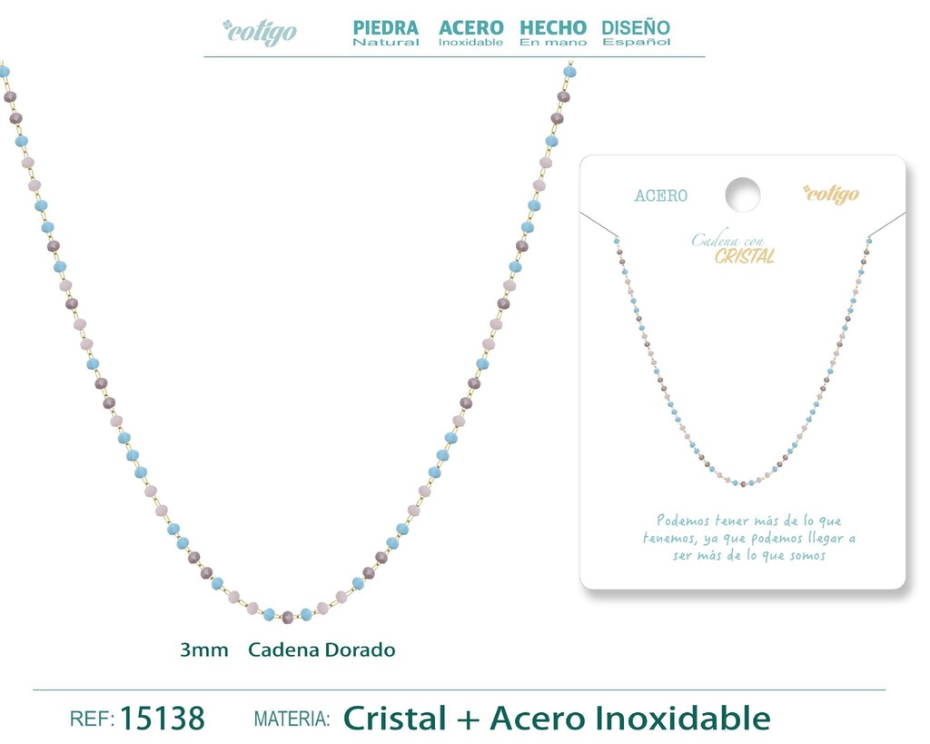 Collar de acero dorado con bola de cristal - Accesorios de joyería