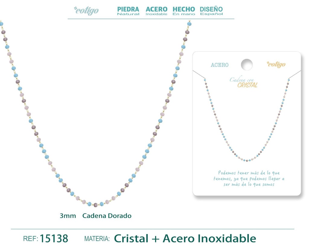 Collar de acero dorado con bola de cristal - Joyería de acero y estilo contemporáneo