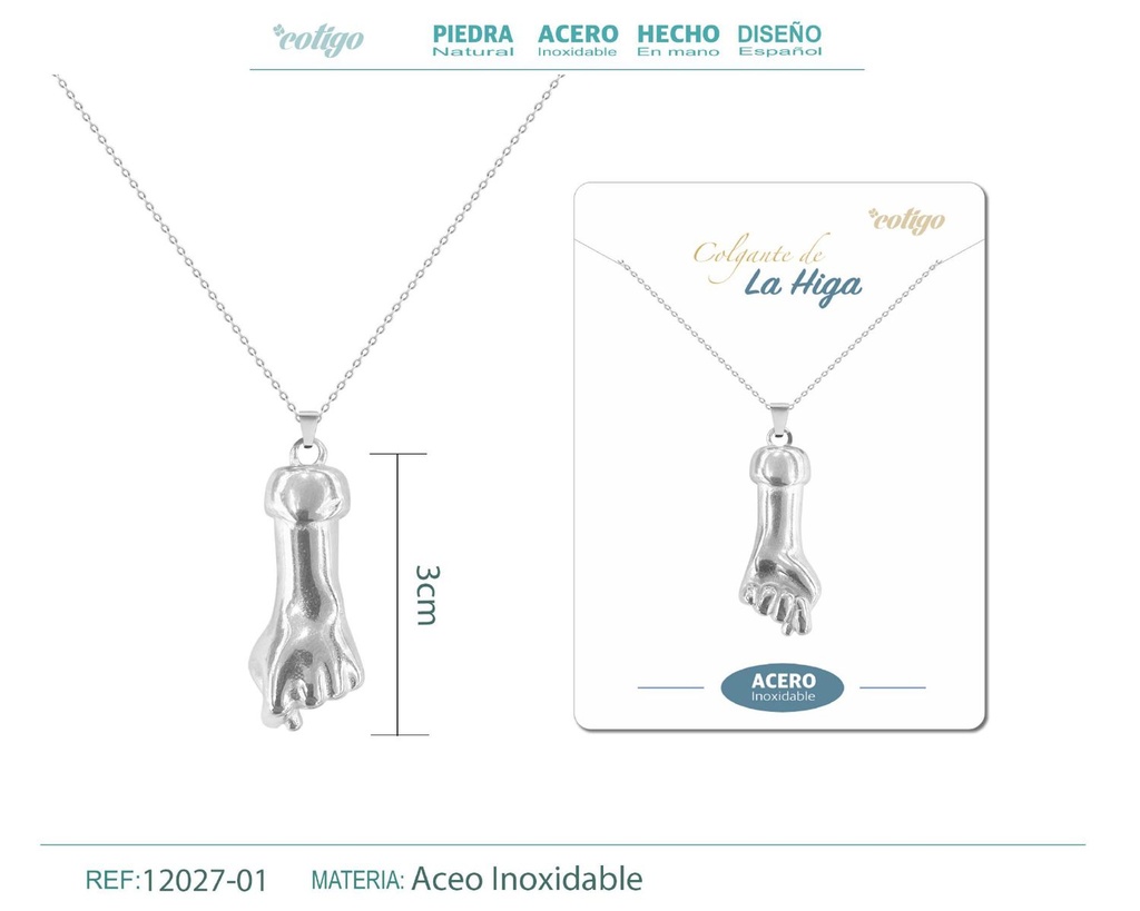 Colgante de mano higa acero 30mm - Joyería protectora y elegante