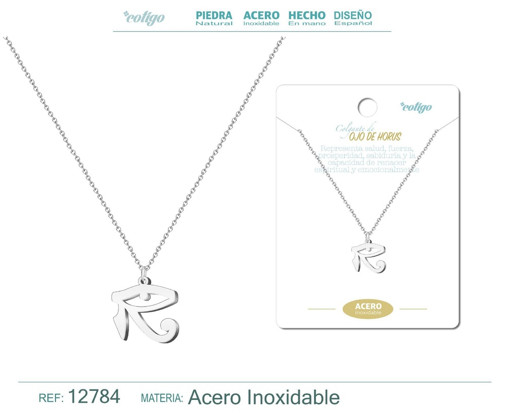 Colgante Ojo de Horus de Acero Color Plateado - Accesorios de joyería y collares