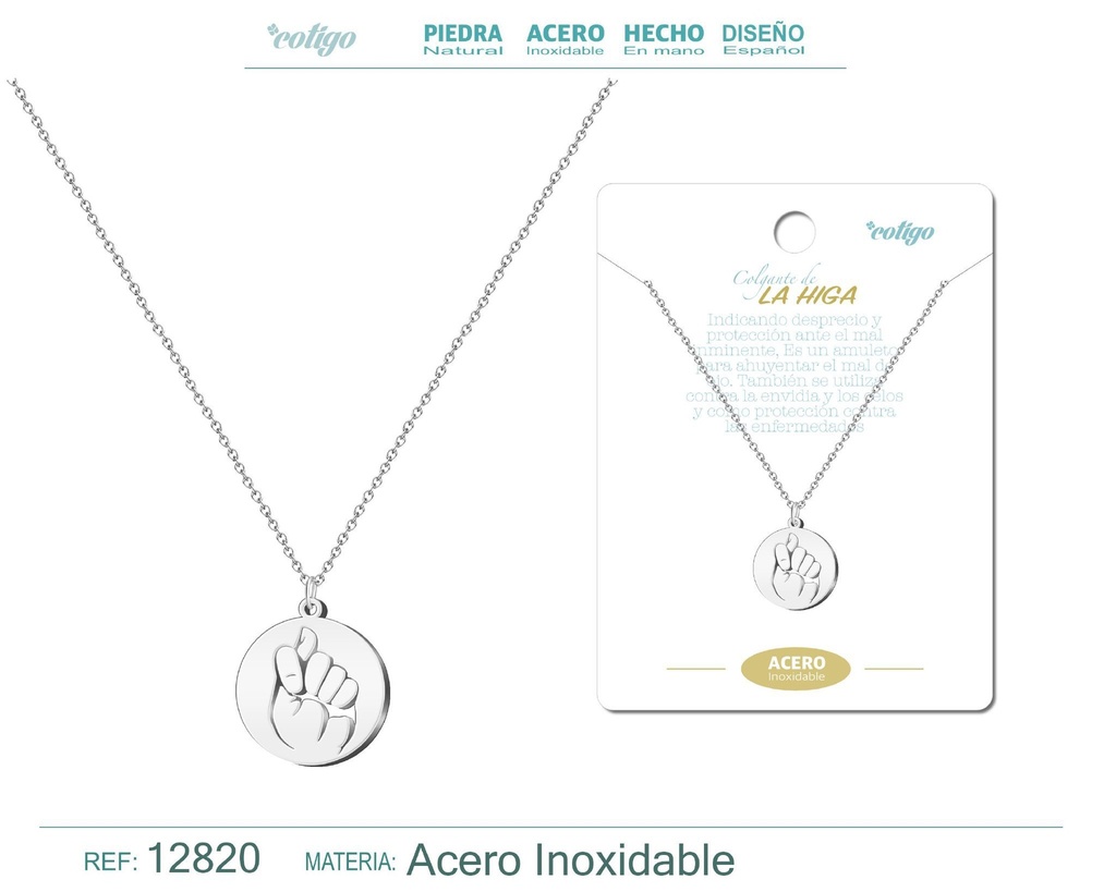 Colgante La Higa de Acero Color Plateado - Accesorios de joyería y collares