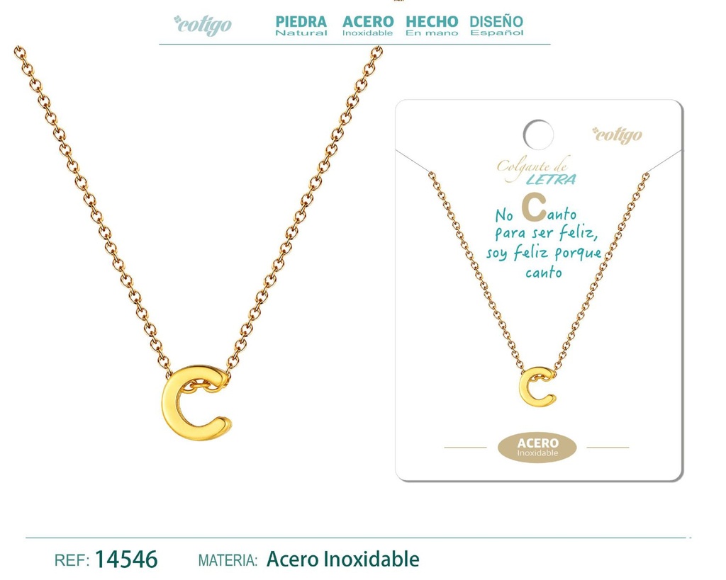 Collar letra C color dorado - Joyería personalizable y elegante