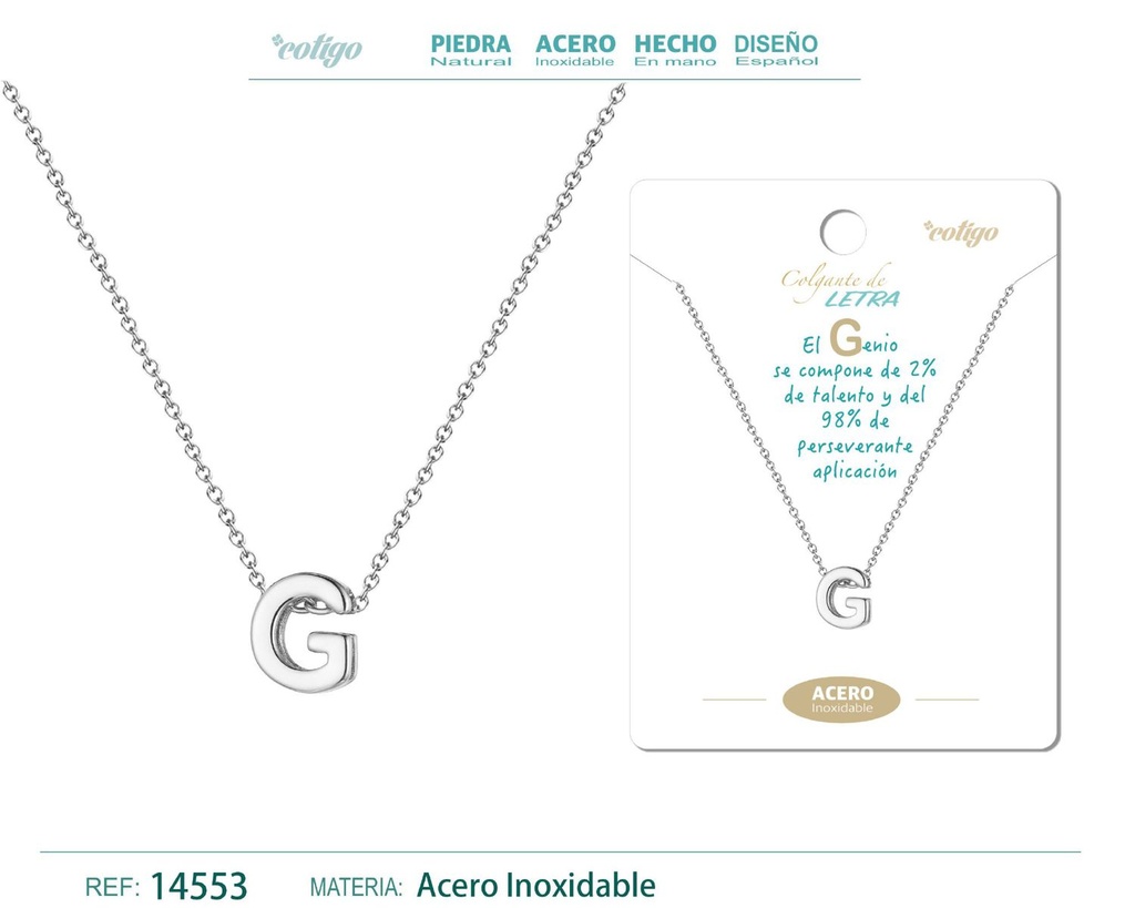 Collar letra G color plateado - Joyería personalizable y elegante
