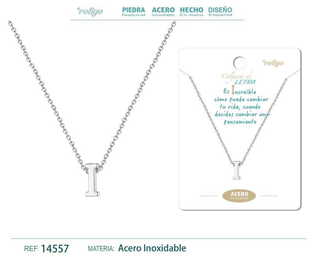 Collar letra I color plateado - Joyería personalizable y elegante