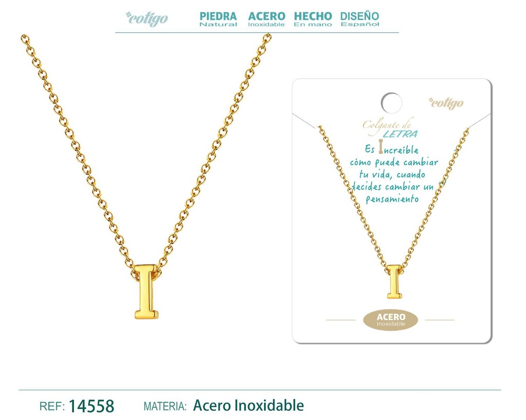 Collar letra I color dorado - Joyería personalizable y elegante