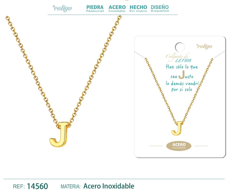 Collar letra J color dorado - Joyería personalizable y elegante