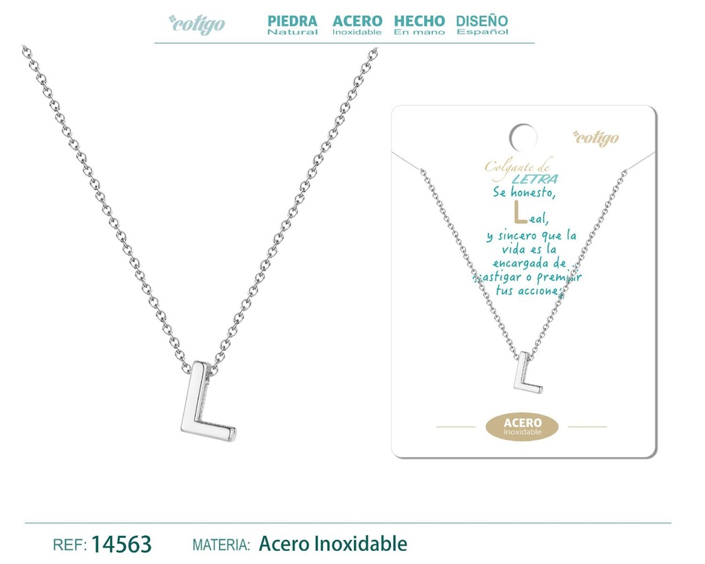 Collar letra L color plateado - Joyería personalizable y elegante